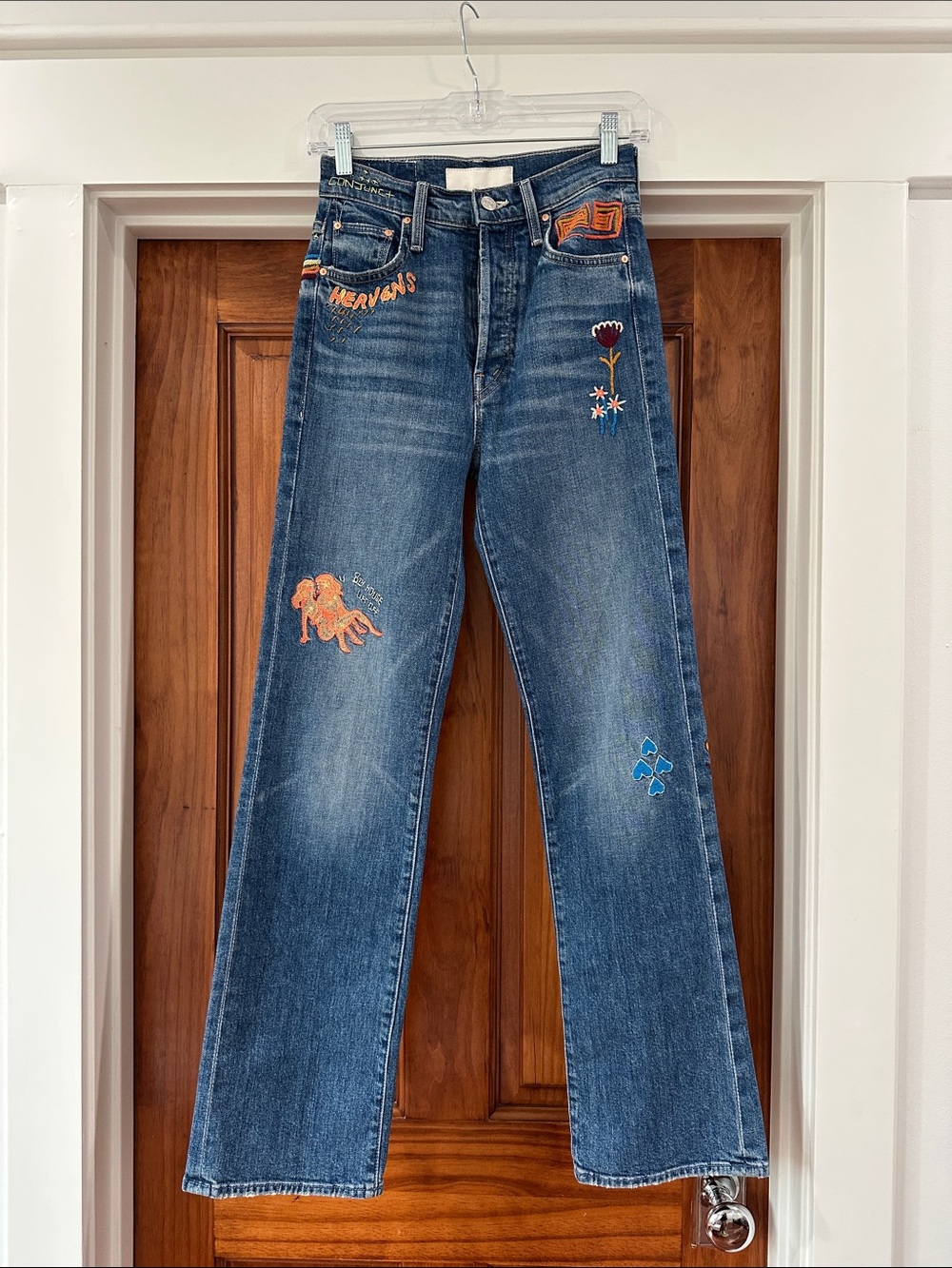 MOTHER Blue Embroidered Women’s Jeans